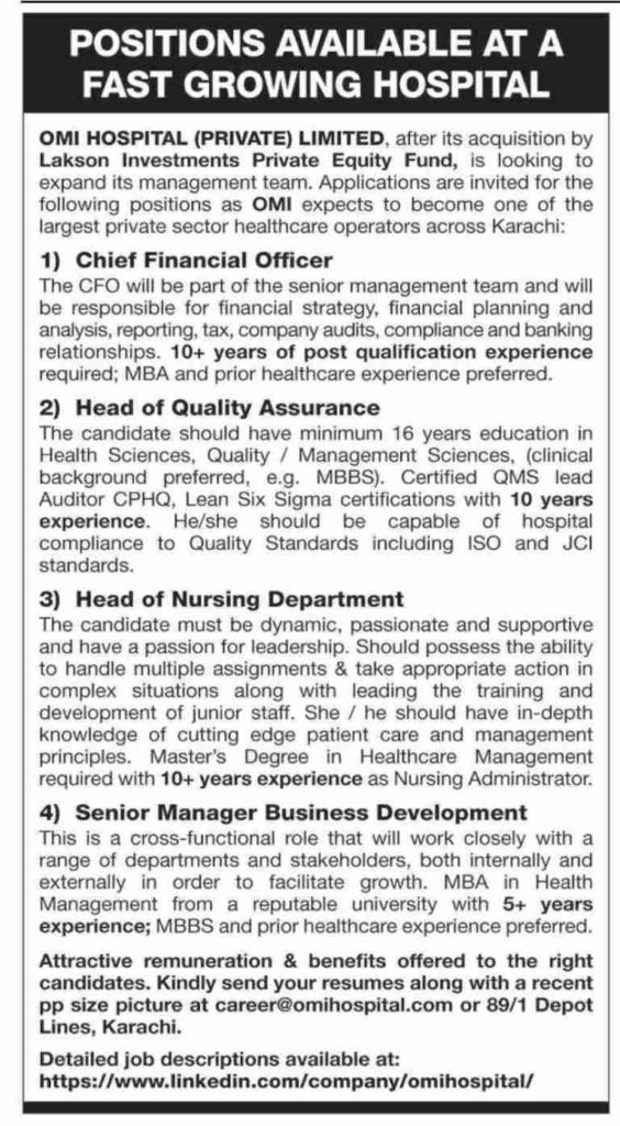 OMNI Hospital Pvt Limited Latest Jobs in 2021