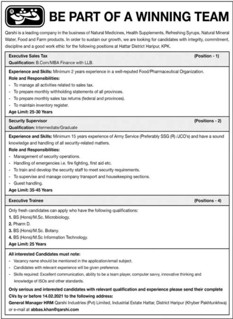 Qarshi Industries Private Limited Latest Jobs in 2021