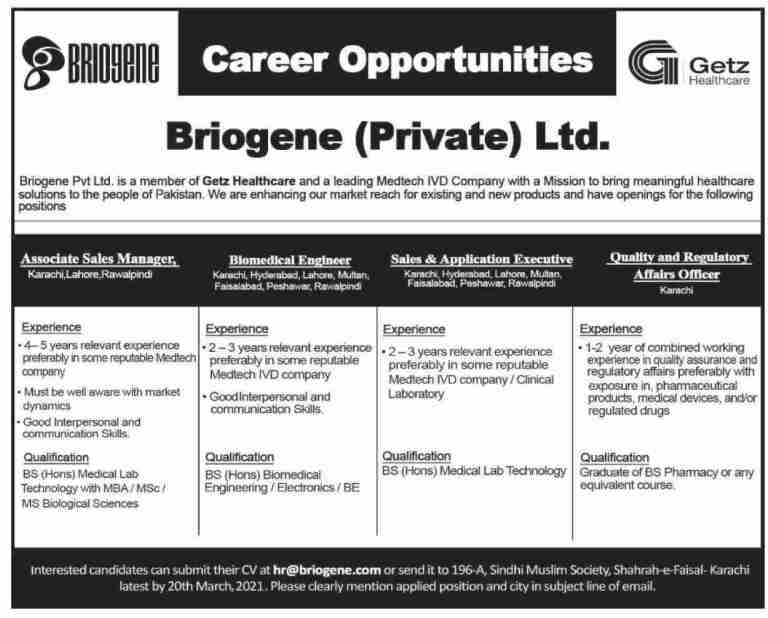 Briogene Pvt Ltd Latest Jobs in 2021