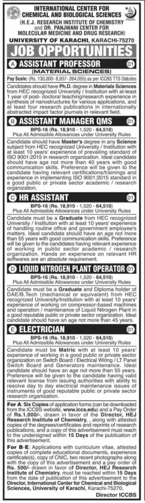 International Center for Chemical and Biological Latest Job Opportunities in 2021