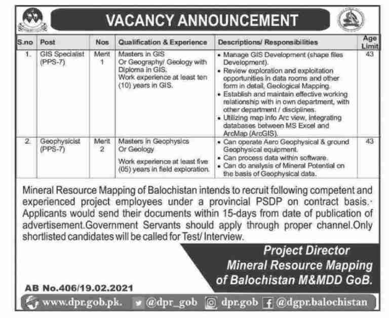 Mineral Resource Mapping of Balochistan Latest Job Opportunities in 2021