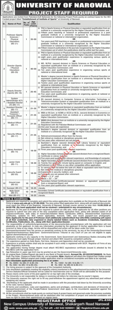 University of Narowal Jobs